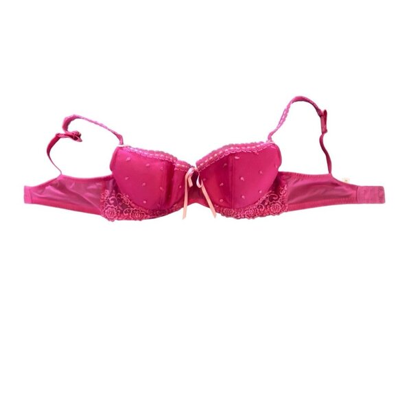 Victoria's Secret Balconette Barbie Pink Lace and Chiffon Ribbon Bra Size 36C - Picture 4 of 6
